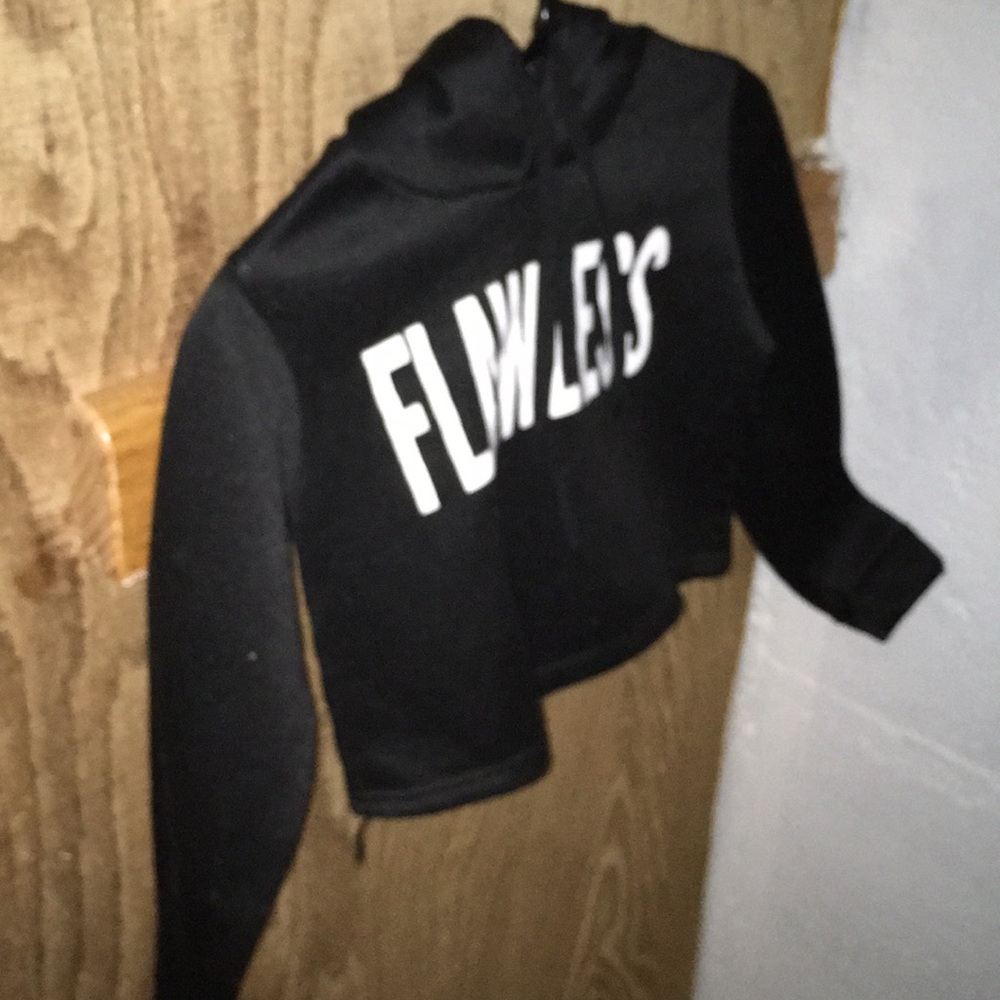 Crop-top “flawless” hooded sweatshirt
